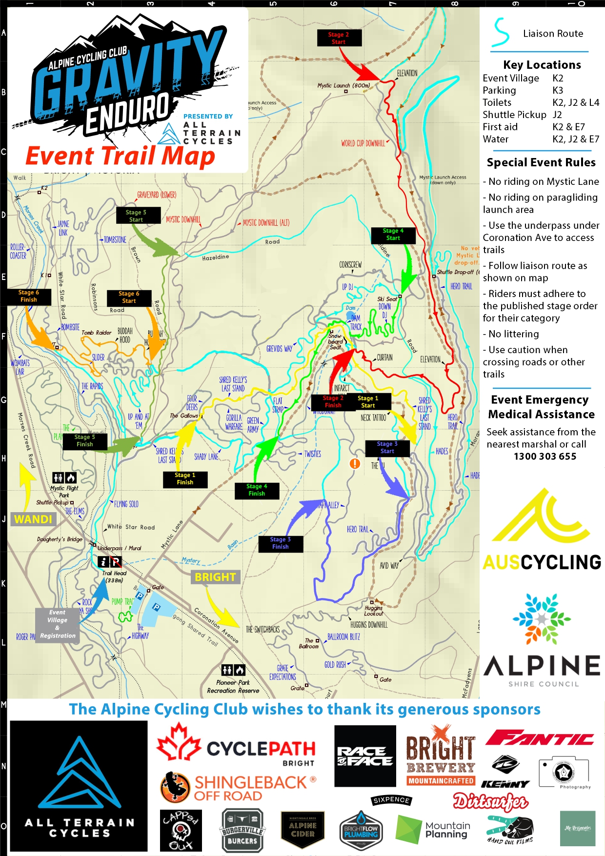 Alpine Cycling Club Bright Gravity Enduro Stage Map 2022