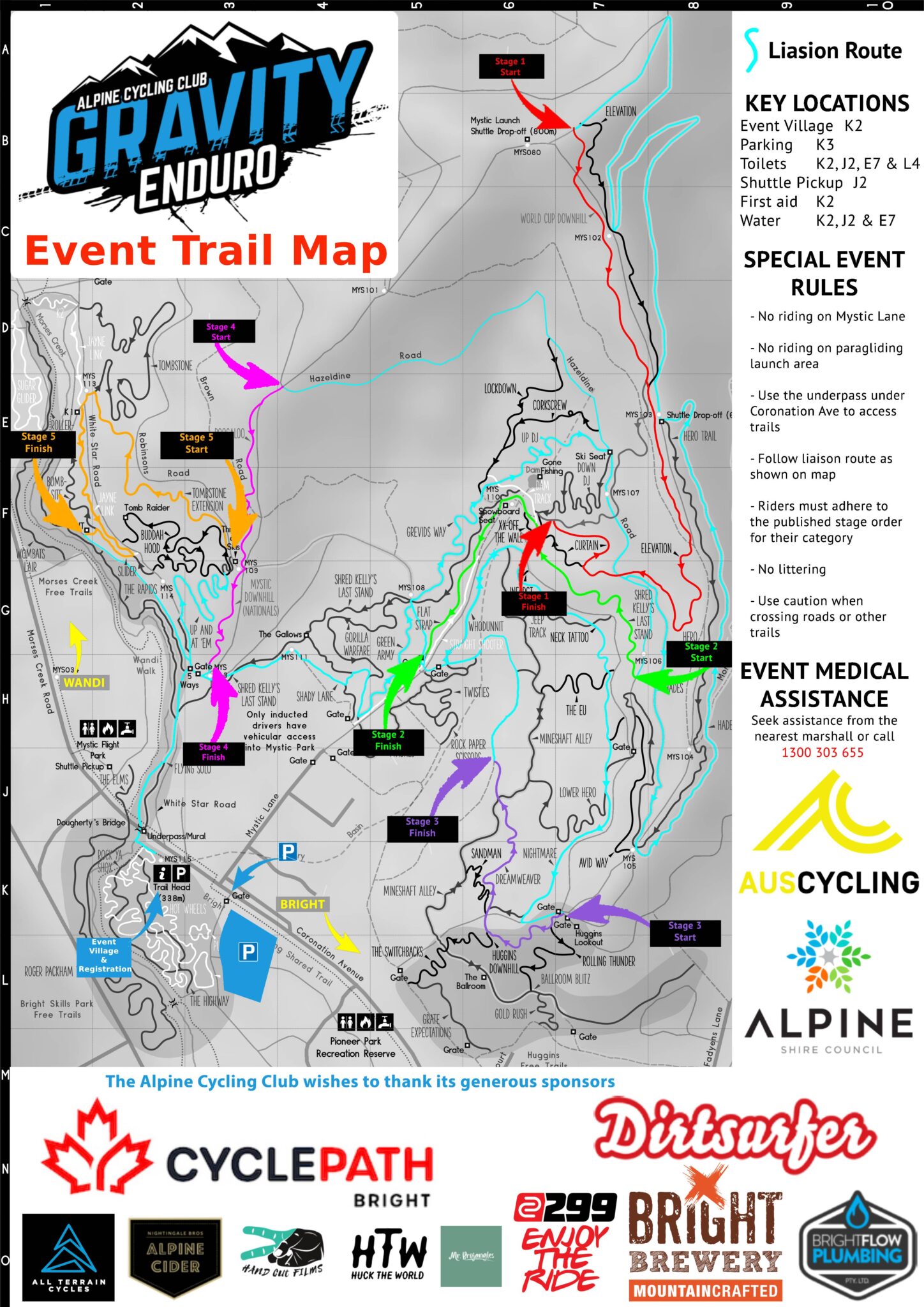 Alpine Cycling Club Bright Gravity Enduro Stage Map 2023